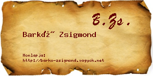 Barkó Zsigmond névjegykártya